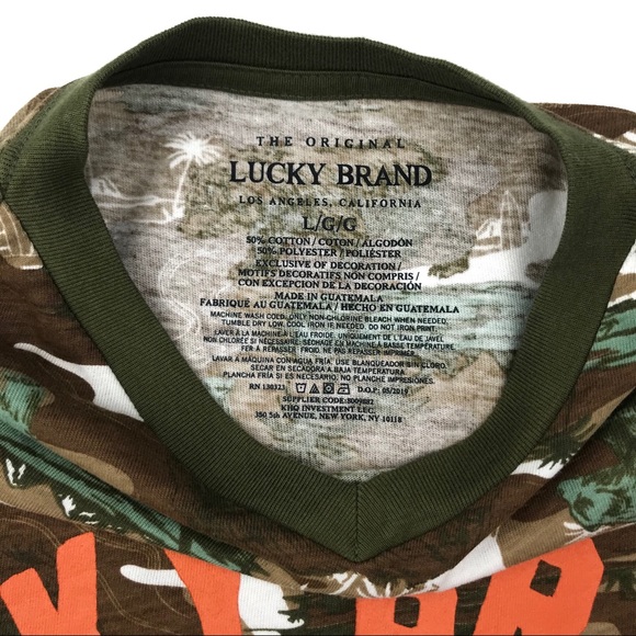 LUCKY BRAND Camouflage V-Neck Tee Skateboard Bears - Picture 8 of 10